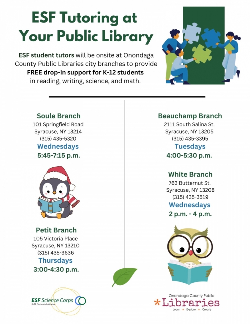 books and students used to illustrate tutoring by ESF students at city branches