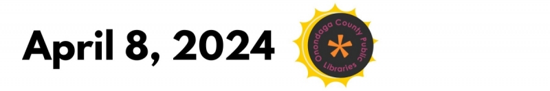 the solar eclipse is on April 8, 2024 with logo of OCPL