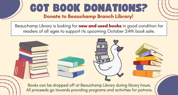 Beauchamp Branch Wants Your Book Donations! 