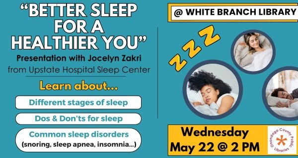 people sleeping to promote Sleep Better program at White Library on May 22 at 2pm
