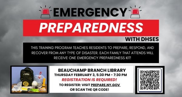 get a free emergency preparedness kit with training at Beauchamp Library on February 3rd