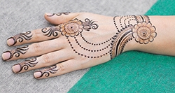 A photo of a hand with henna art drawn on it