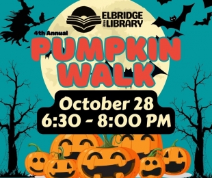 Pumpkin Walk with Elbridge Library on OCtober 28 from 6:30 to 8 pm