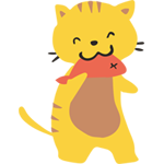 A yellow cat holds an orange fish in his mouth. Graphic provided by Early Childhood Alliance